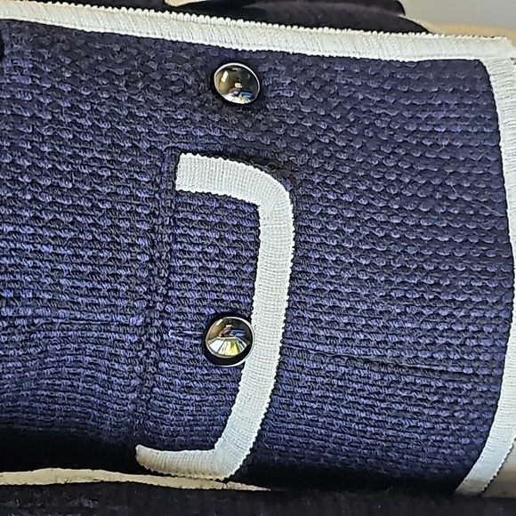 HELENE London career blue/black tweed, jacket with white trim. Size small. - Picture 3 of 11